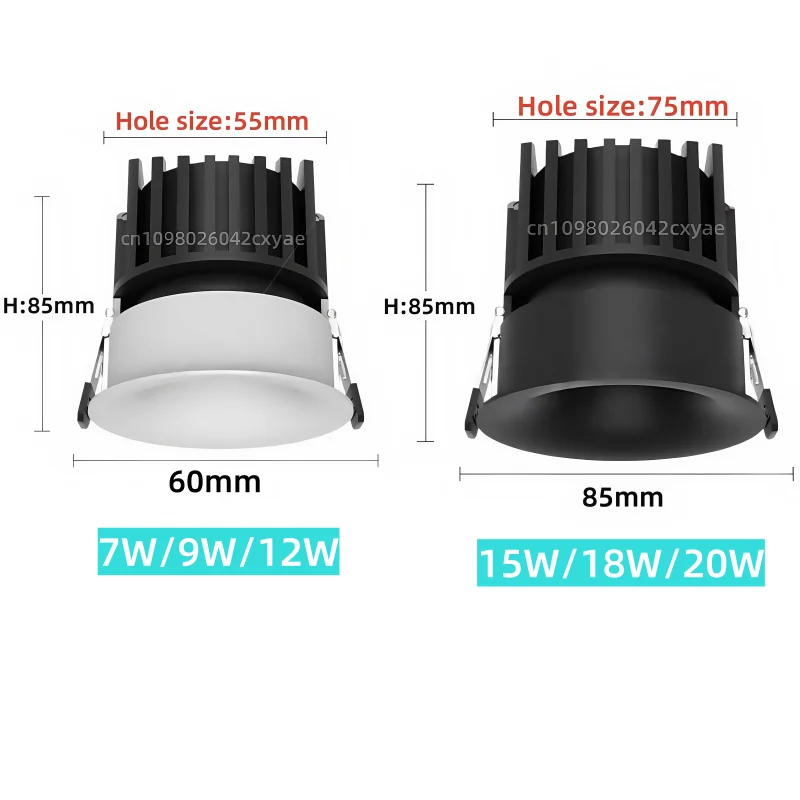 مصابيح LED قابلة للتعتيم، وأضواء سقف مضادة للوهج، وأضواء كاشفة LED AC85-265V، ومصابيح إضاءة داخلية لغرفة المعيشة والمطبخ #6