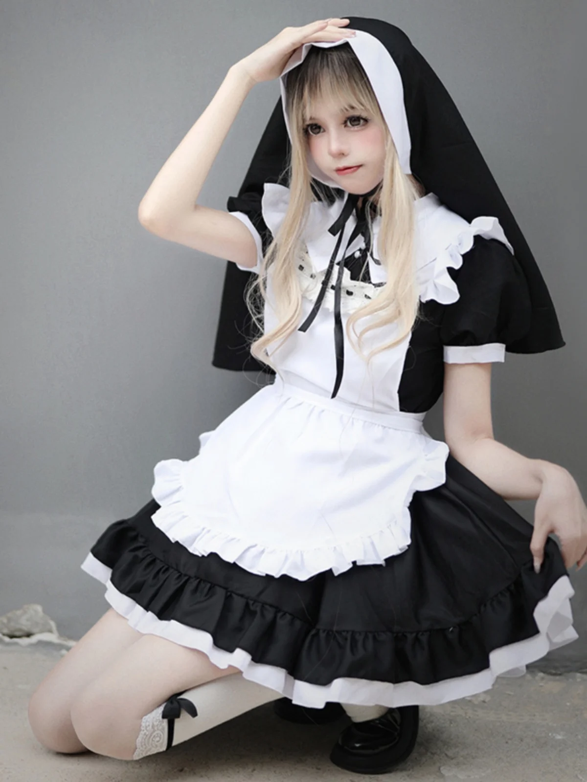 k Tema Grembiule Cameriera Cosplay loween Nun Role-plang Costume Puro Desiderio Cameriera Dr Materiale Poliestere Costume di Scena