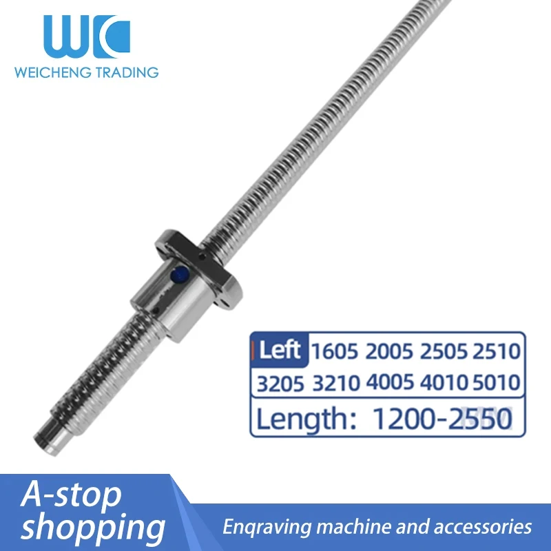 1PC Left-Handed Ball Screw 1605/2005/2505/2510/3205/3210/4005/4010/5010 Length is 1200-2550mm + Single Left-Handed Nut