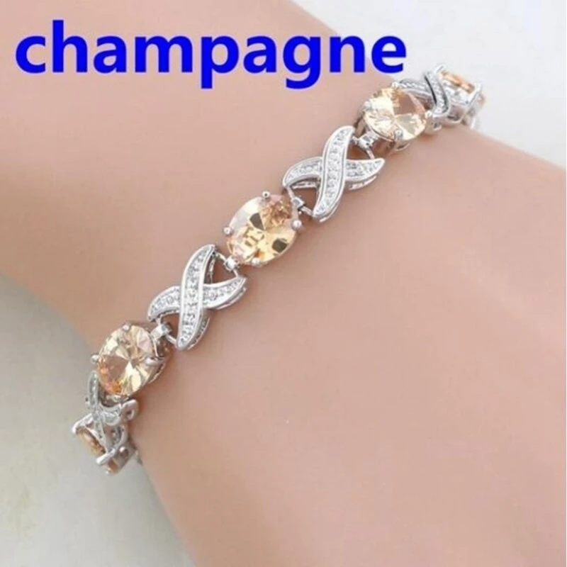 Elegant Green Oval Crystal Crosslink Bracelet Luxury Fashion Accessories Women\\\'s Tennis Bracelet Wedding Party Evening Jewelry