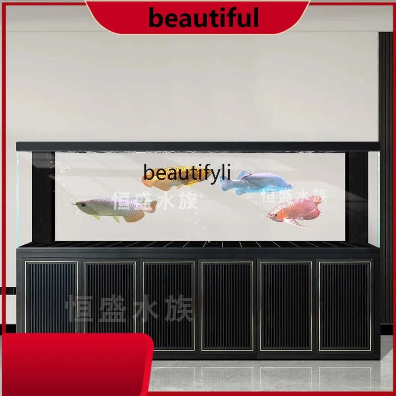 Large arowana tank new ultra-white glass fish tank aquarium home office bottom filter  hH