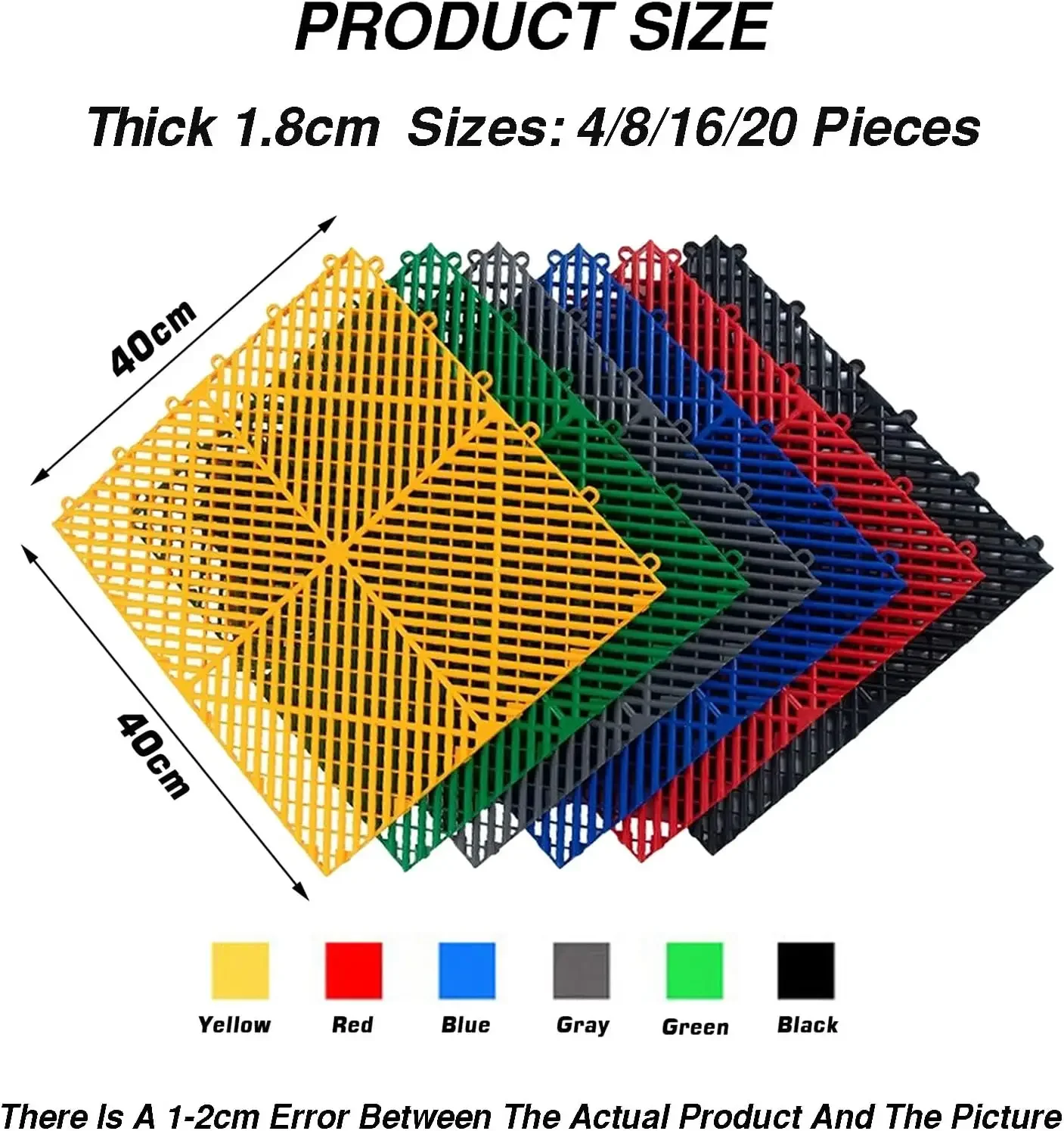 Interlocking PP Floor Mats,Modular Drainage Floor Tiles,Outdoor Car Wash Prevent Skidding Splicing Mats,11023 Lbs Weight Capacit