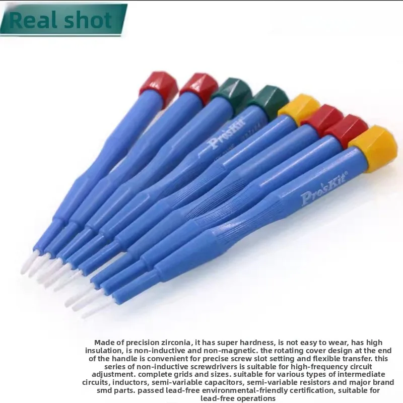

Pro'skit Precision Ceramic Capacitor Adjusting Screwdriver Excellent Performance with One - Word and Cross Tips for Precise Work