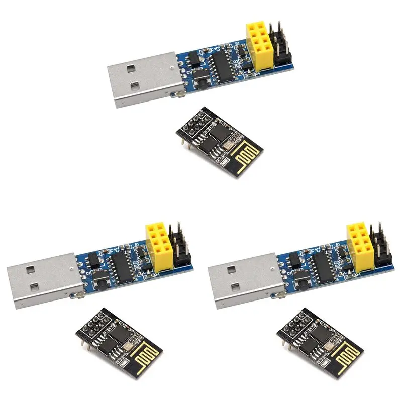 3X USB To Breakout CH340C ESP-01S Prog Wifi Programmer Downloader Adapter With Reset Auto Download Circuit