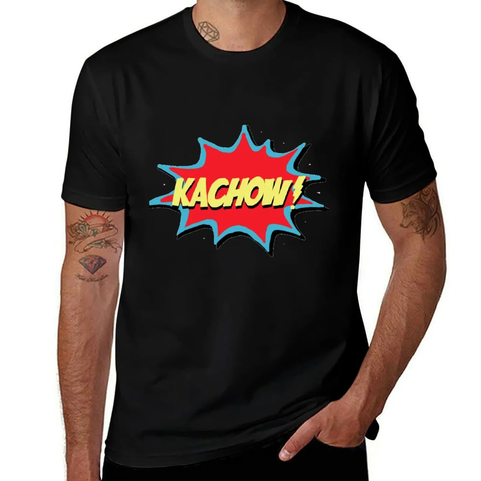 KACHOW! T-Shirt vintage graphic tee football t shirt black t-shirts for men