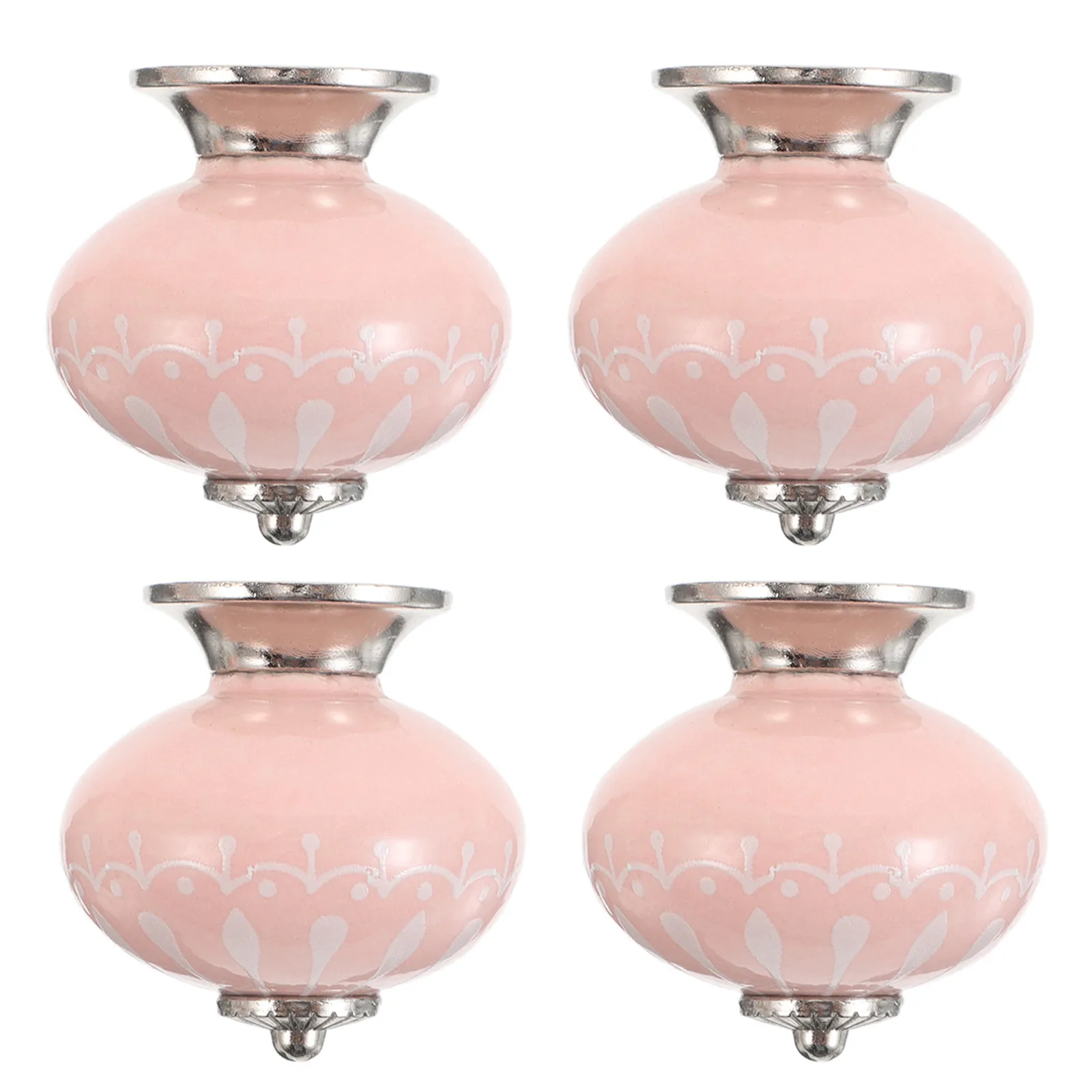 4Pcs Ceramic Door Handles Hand-Painted Intricate Patterns Round Ergonomic Design for Kitchen Cabinets Bathroom Vanities Bedroom