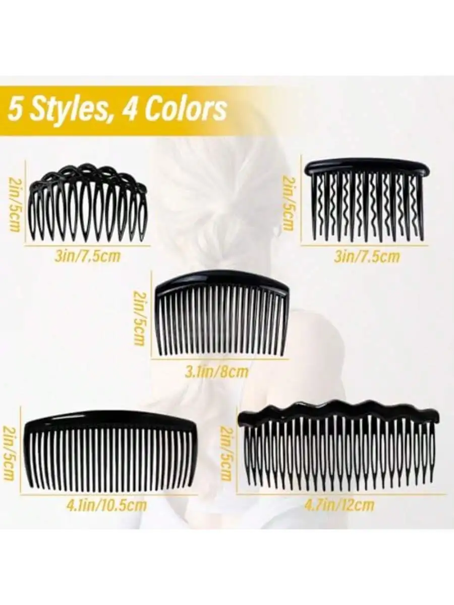 30 Pcs Plastic French Hair Combs Set 5 Styles 4 Colors For Women