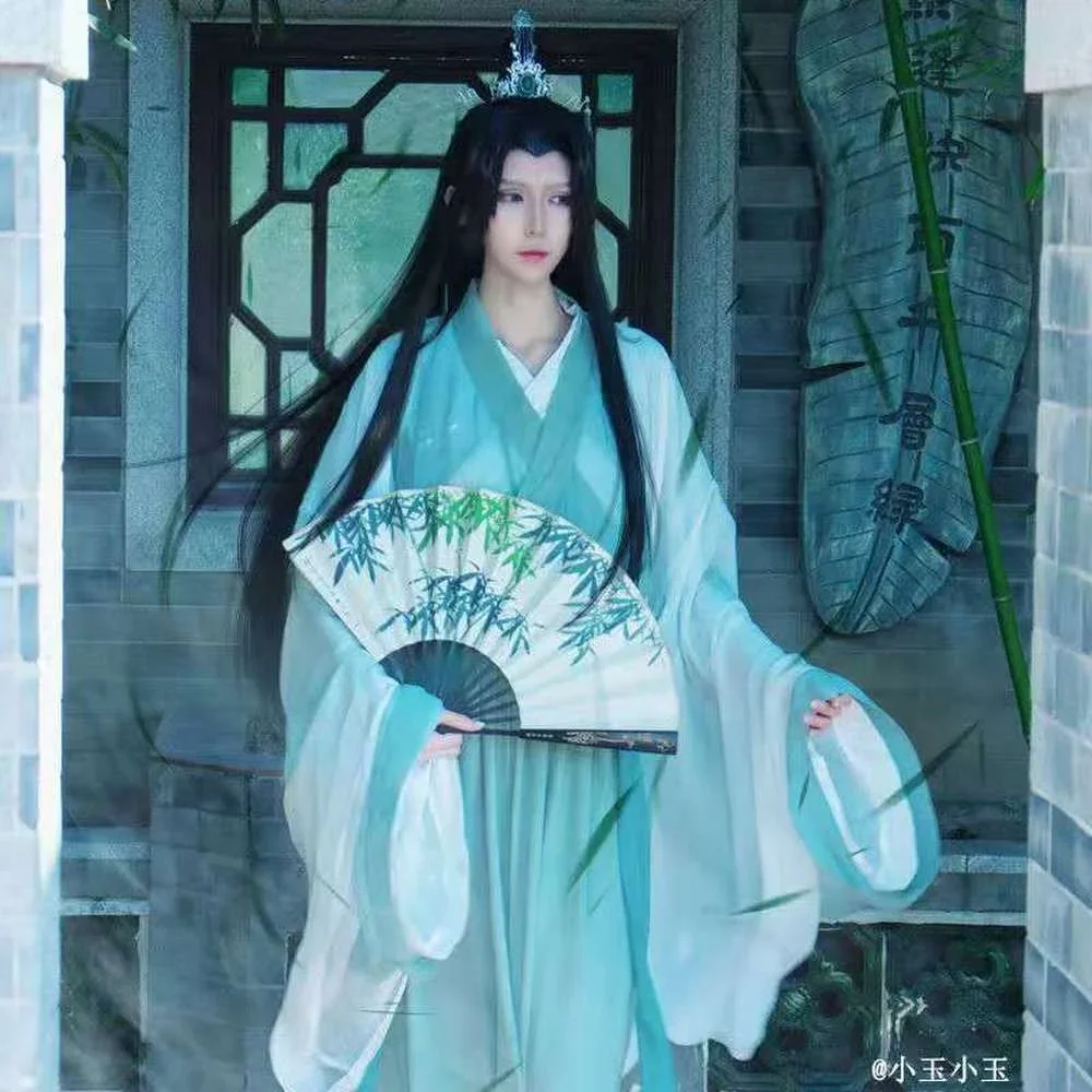 

Chinese Anime Novel The Scum Villain Self Shen Qingqiu Cosplay Unisex Hanfu Dress Women Anime Halloween Costume Chinese Fan Wig