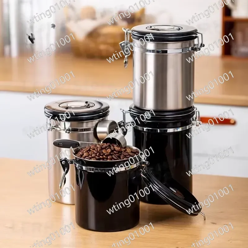 For Kaishi coffee powder sealed tank 304 stainless steel with one-way exhaust valve for breathing bean storage