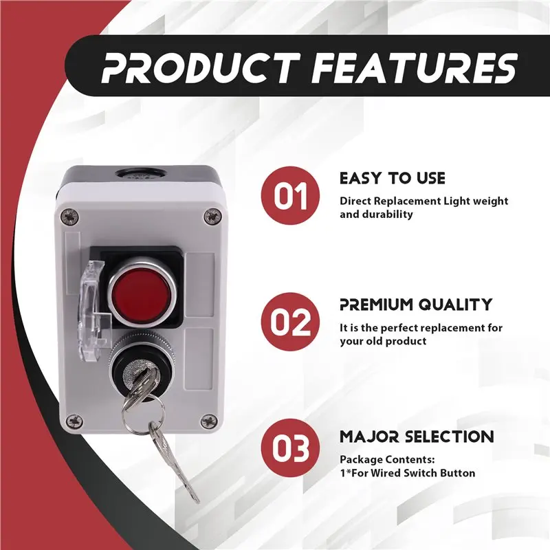T31C-For PC Case Compatible For Wired Switch Button With Key Nuclear Launch Device Desktop External, With Light