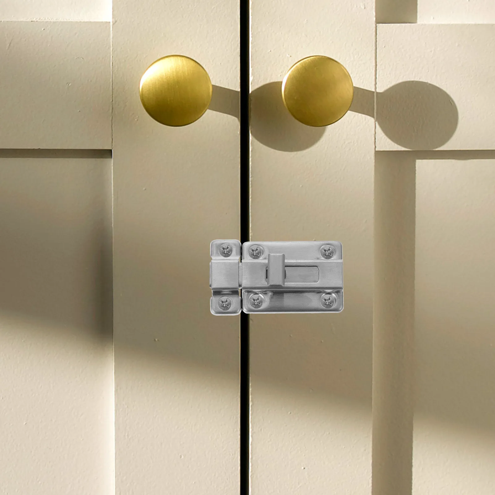2Sets Double-Ended Door Latch Stainless Steel Safety Sliding Bolt Lock for Bathroom Bedroom Kitchen Balcony Storage Room