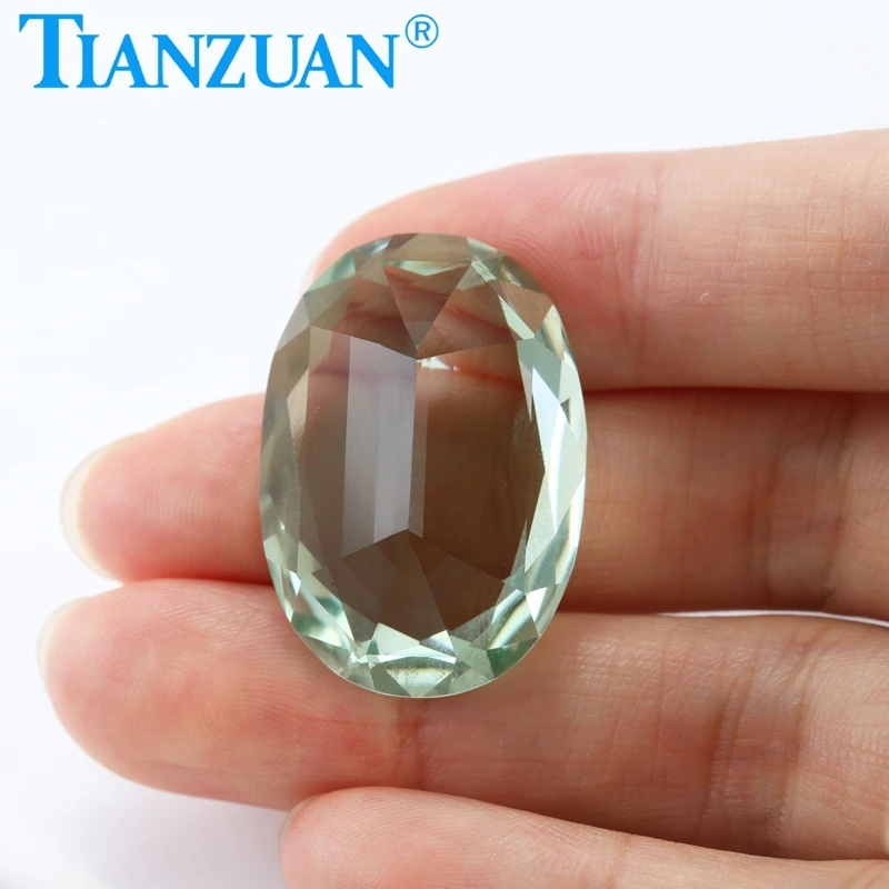 51.65ct รูปไข่ธรรมชาติสีเขียวควอตซ์สีเขียวอ่อนหินอัญมณีหลวมพร้อมใบรับรอง GTC