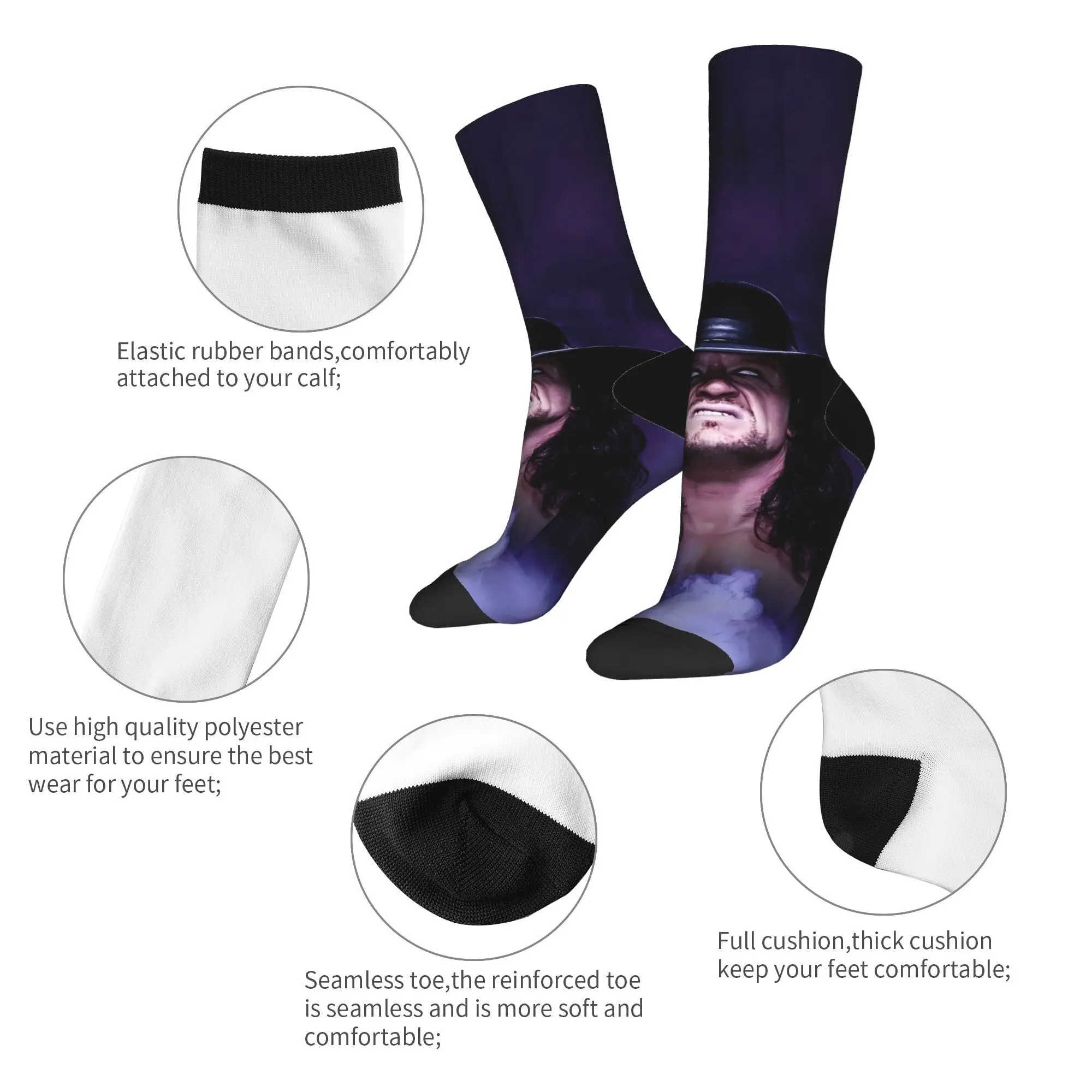 The Undertaker Wrestling Socks  Casual Stockings Men's Medium Soft Cycling Socks Winter Design Non-Slip Socks