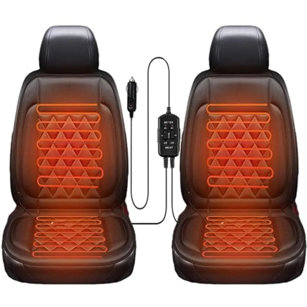 2PCS Leder Sitz Heizung Matte 12v Auto Beheizte Sitzkissen Winter Universal Auto Vordersitz Abdeckung Heizung Set von 2