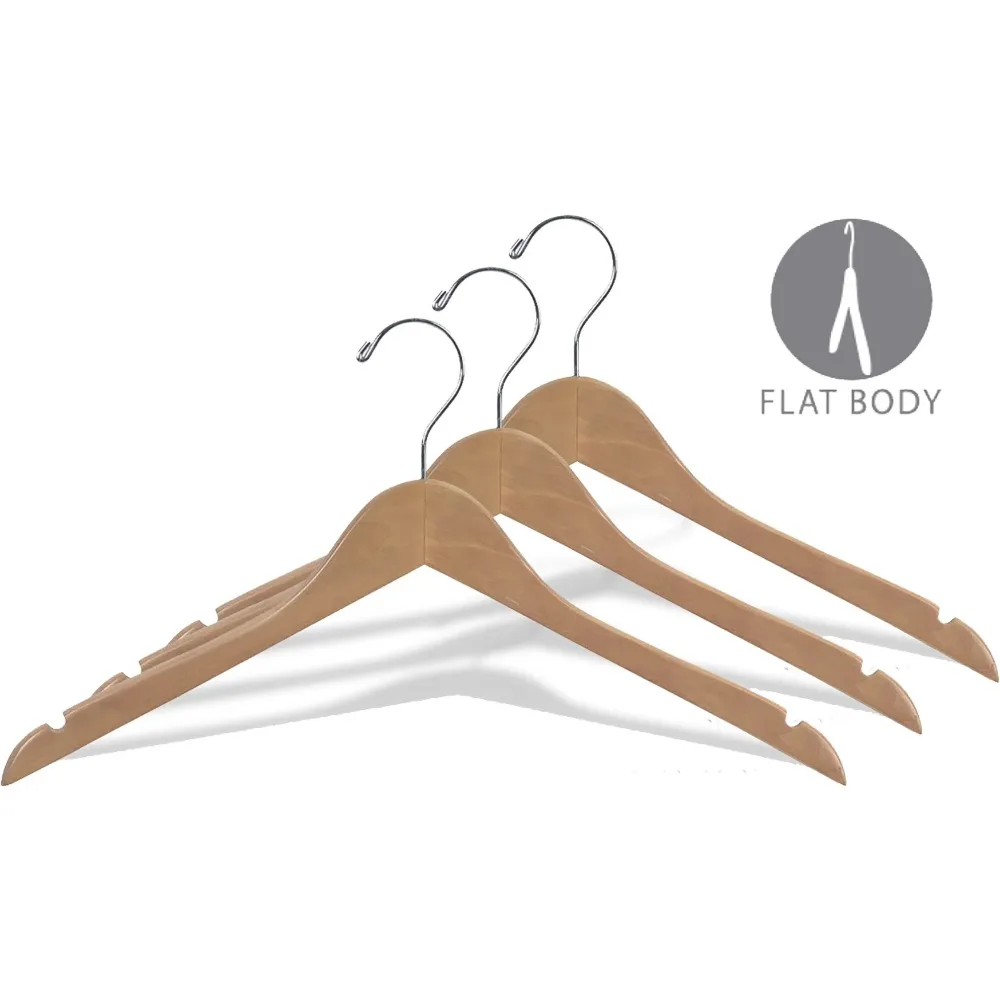 

INTERNATIONAL HANGER Rubber Coated Natural Wood Top Hanger, 50 Pack