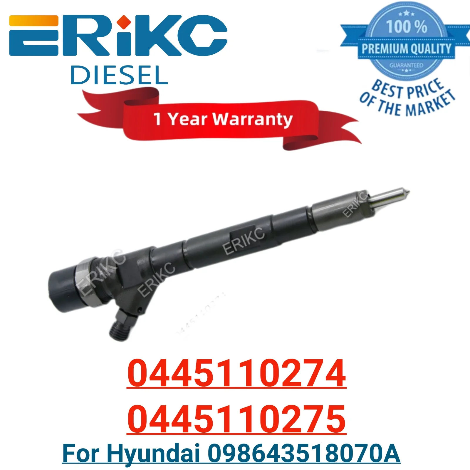 0445110274 Fuel Injector Assembly 0445110275 Auto Fuel Injector 0 445 110 274 Original Fuel 0 445 110 275 for Hyundai 0986435180