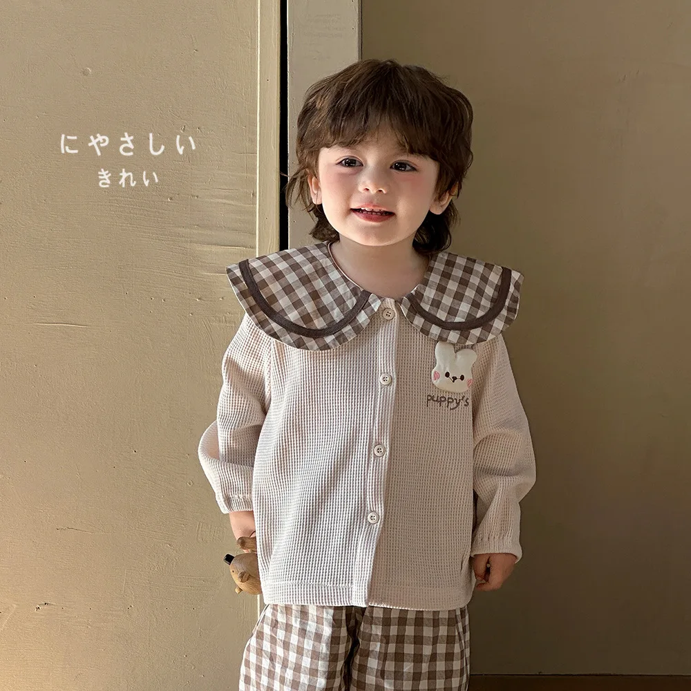 2026 Spring New Baby Girl Long Sleeve Coat Cotton Infant Casual Tops Girls Cute Lapel Cartoon Cardigan Toddler Clothes