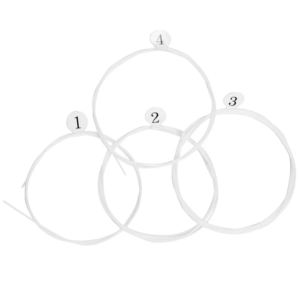 

4pcs Ukulele Strings Replacement Nylon Durable Sustain Sweet Tone Musical Instrument Accessories Wire Parts Kit White