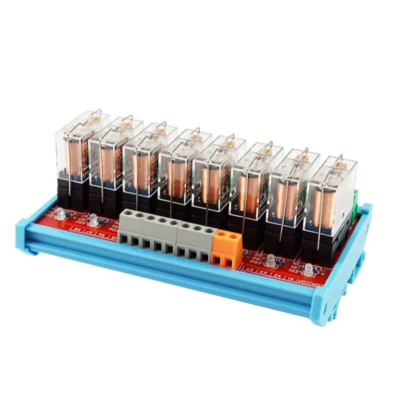 

8-Channel single group 1NO 1NC Relay Module DC 12V/24V With Socket Guide G2R-1 for PLC