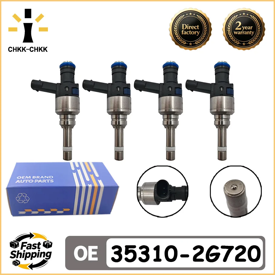 CHKK-CHKK 4pcs 35310-2G720 Fuel Injector For HYUNDAI&KIA SANTA FE SONATA OPTIMA SPORTAGE 2.0L L4 Turbocharged 2.4L L4