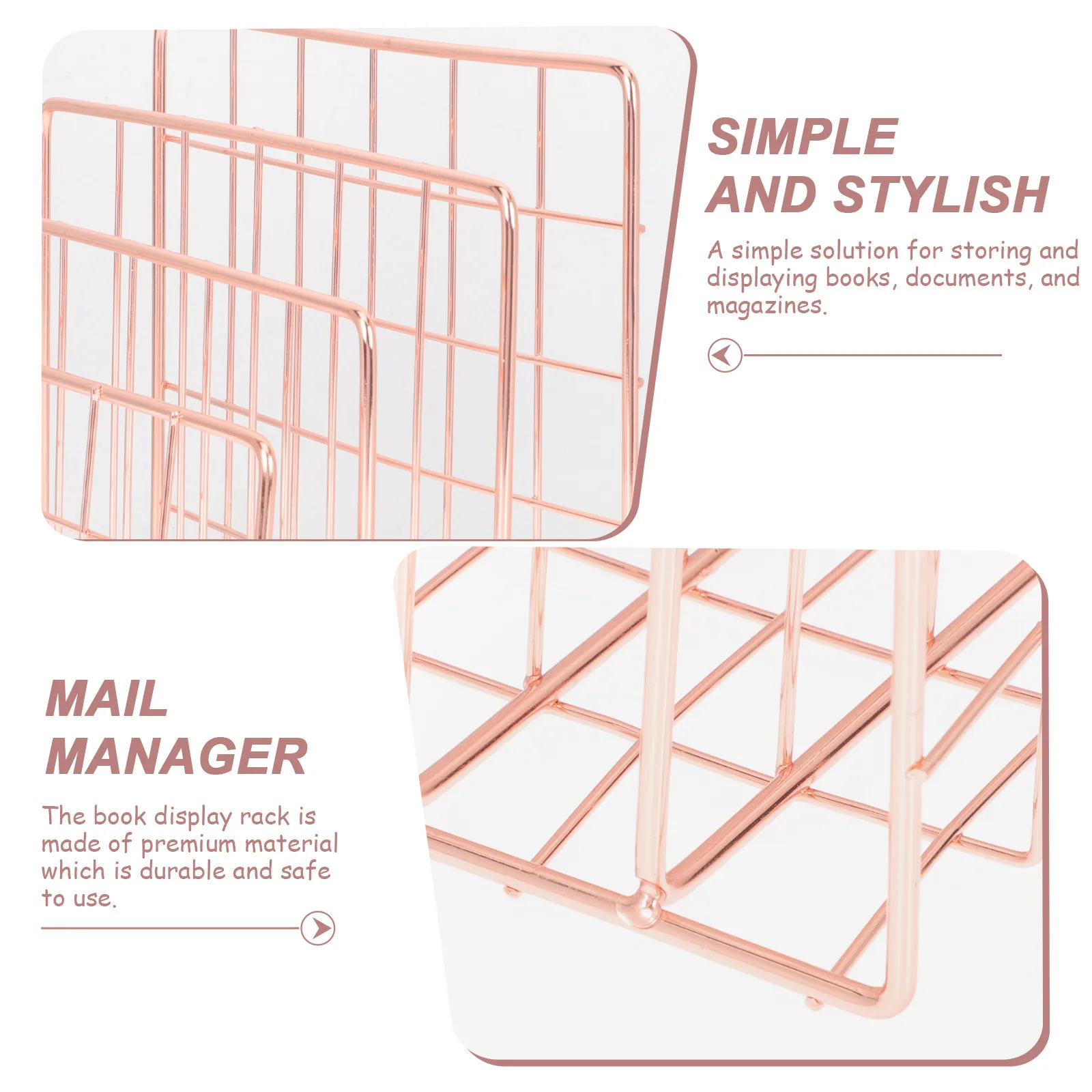 Metal Desktop Mail Organizer Storage Rack 3 Slot Iron Book Rack Magazine Holder File Organizer Mail Sorter Storage Container