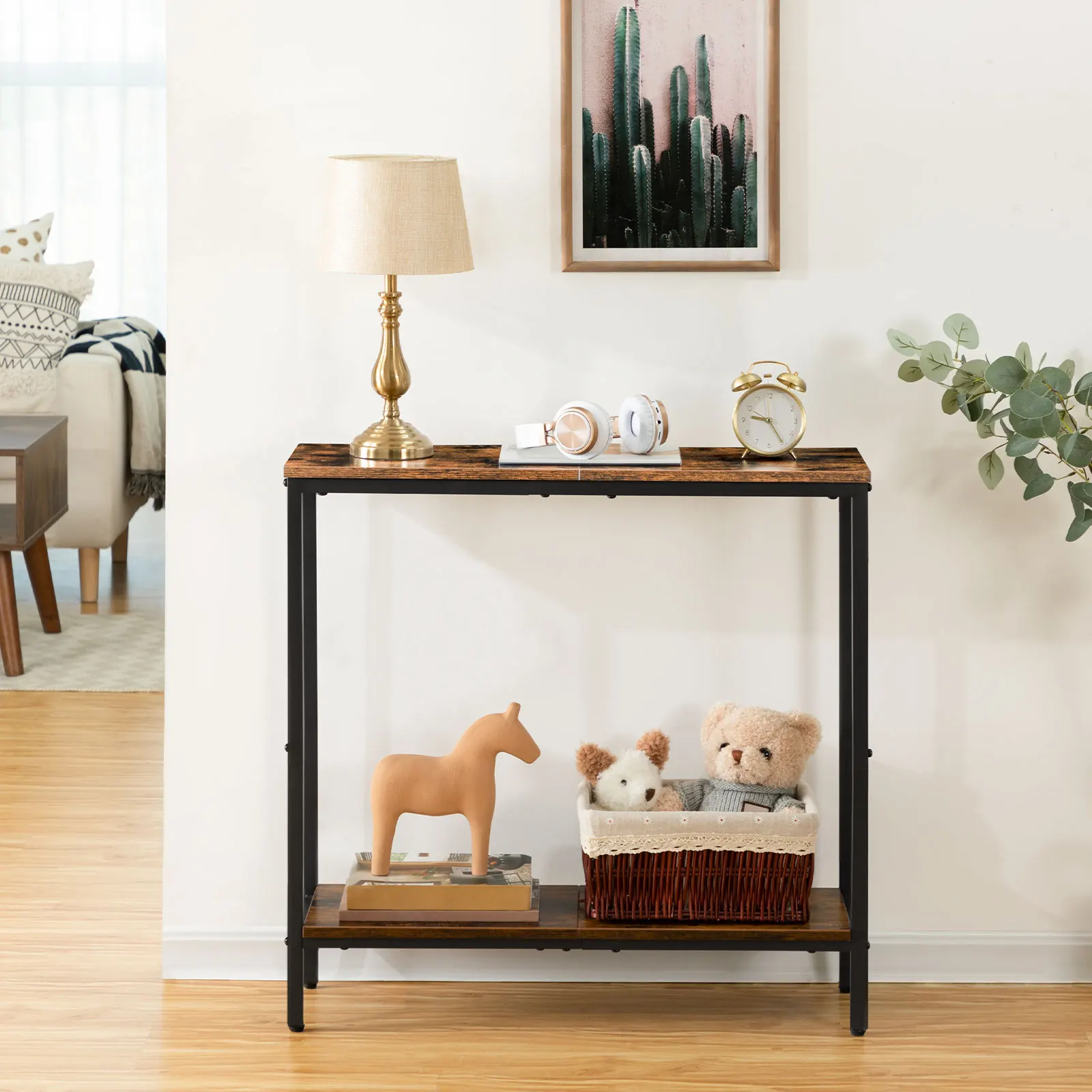 29.5 Inches Narrow Console Table, Small Sofa Table, Entryway Table with Shelves, Side Table, Display Table, for Hallway