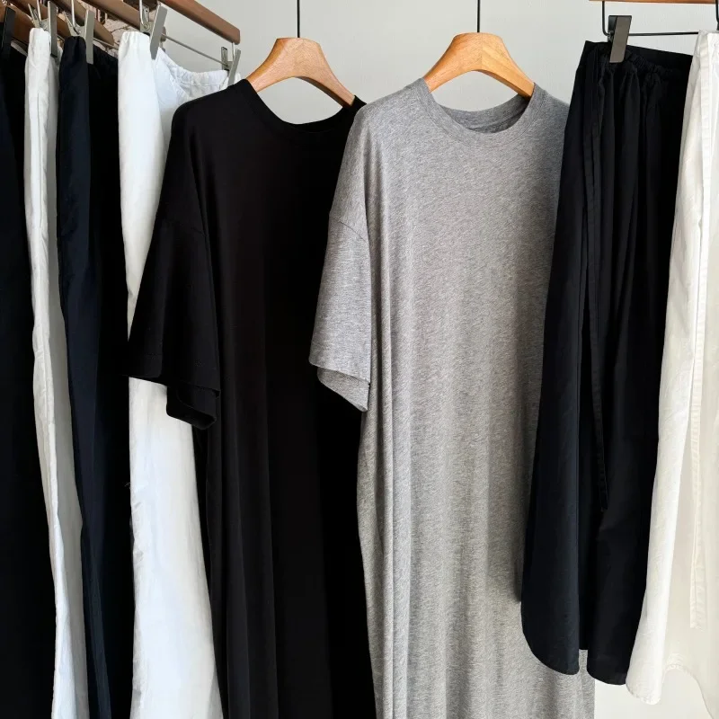 Abito t-shirt in cotone premium di alta qualità Abiti da donna grigi