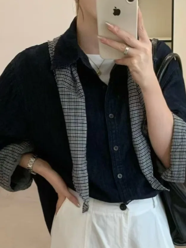 

Loose Fit Long Sve Denim Jaet Women's Korean Sle Faionable Versatile Slimming Collared Open Cardigan Top with awl