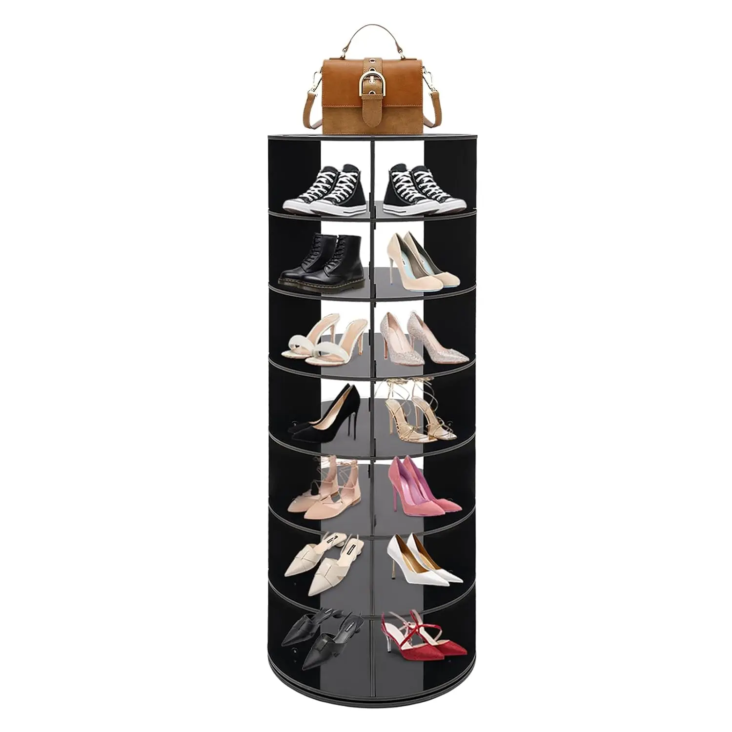 7-Tier Rotating Shoe Rack 360° Spinning Storage Holds 28 Pairs Free Standing for Bedroom Entryway Closet, Customized