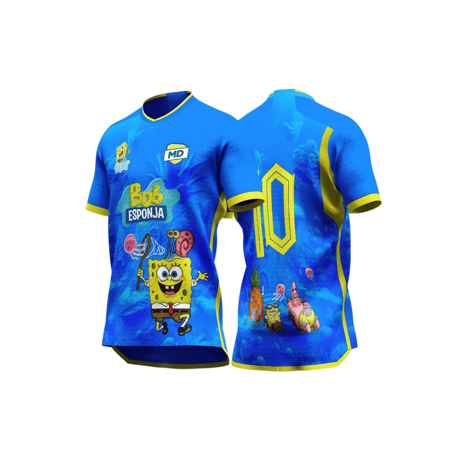 Ocean Pattern Full Print Sports T-shirt, Quick Drying Football Uniform, Competition Training Uniform, Sports Short Sleeved Shirt