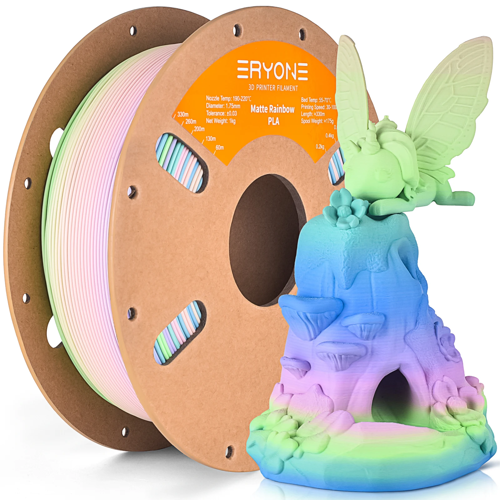 ERYONE Promocja PLA Matowy Tęczowy 1/2/3/5/10KG 1.75mm ±0.03mm Filament do Drukarki 3D Macaron Akwarela Filament Wysokiej Jakości — zdjęcie produktu 7