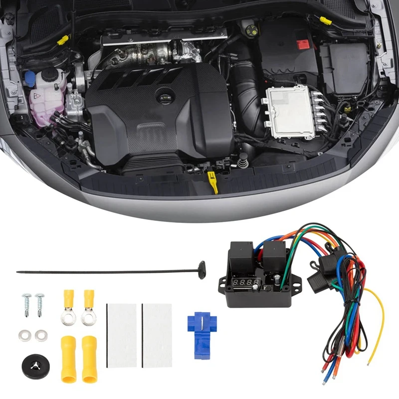 0444 Digital Radiator Fans Controller Swith Kit Adjustable Temperature Range Digital Electric Thermatic Fan Switch Kit