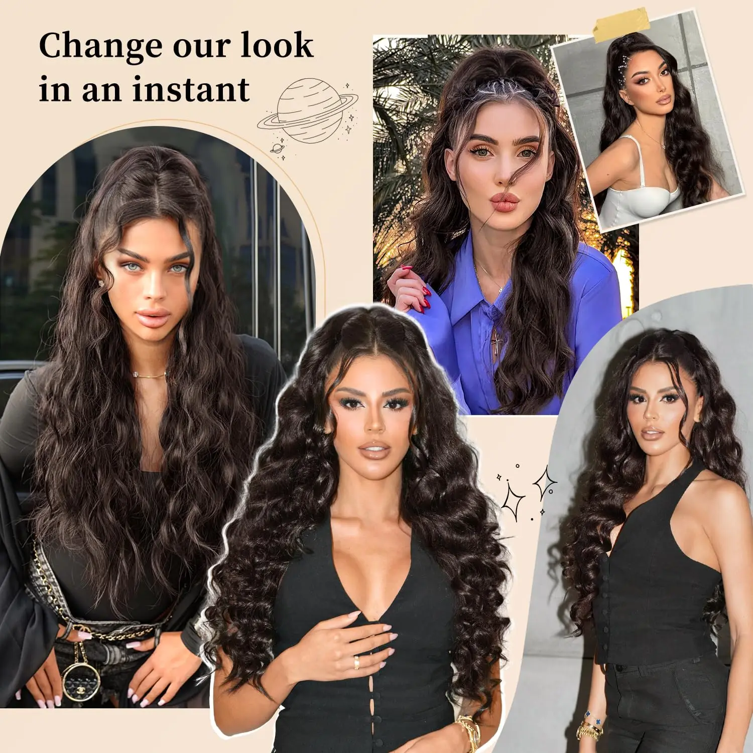 18/26/30 Inch Long Wavy Drawstring Ponytail for Women  Brown Pony Tail Hair Extension Synthetic Ponytail Hairpiece for Daily