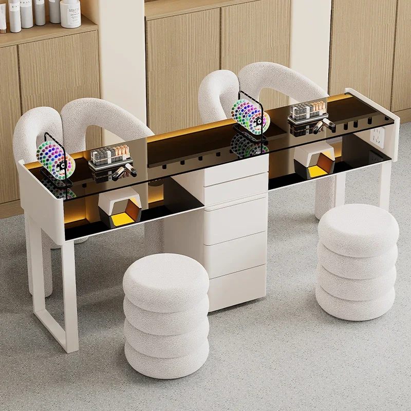 Makeup Workstation Nail Desk Manicure Table Makeup Nordic Nail Desk Customer Postmodern Scrivania Per Unghie Trendy Furniture