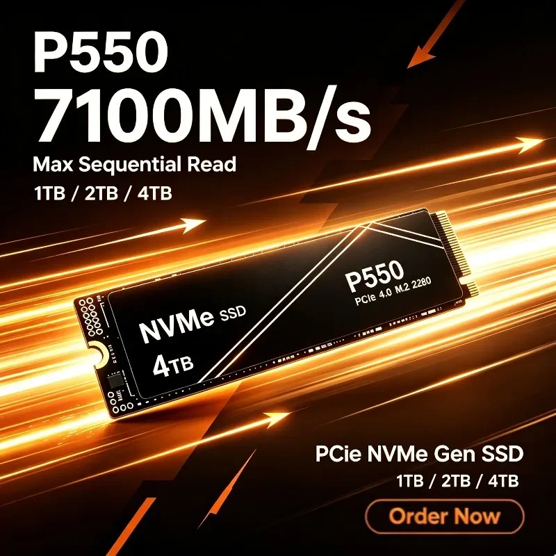 P550 1TB/2TB/4TB PCIe NVMe Gen SSD, Max Seq Read 7100MB/s, Internal Storage for Gaming Laptops and Desktop Computers.