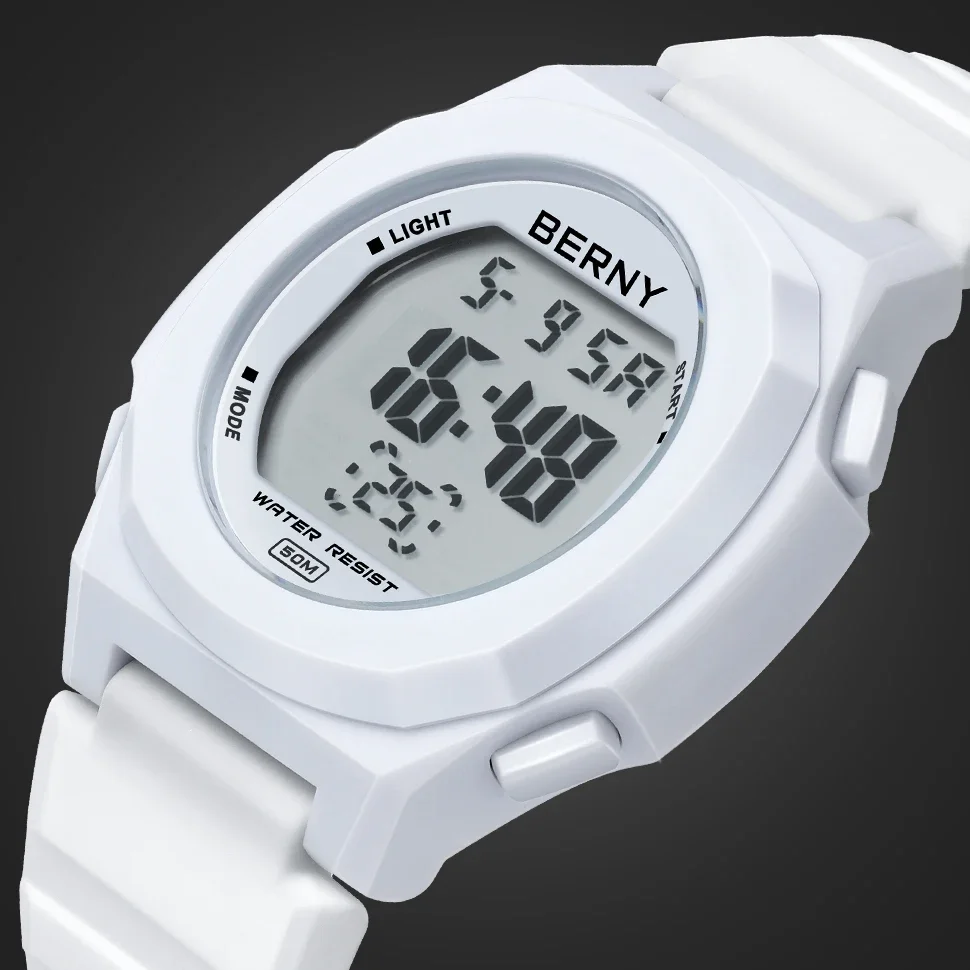 BERNY Men's Watch Electronic Digital Men Sports Watches Alarm Date Multifunctional Outdoor 50M Waterproof Student Wristwatches
