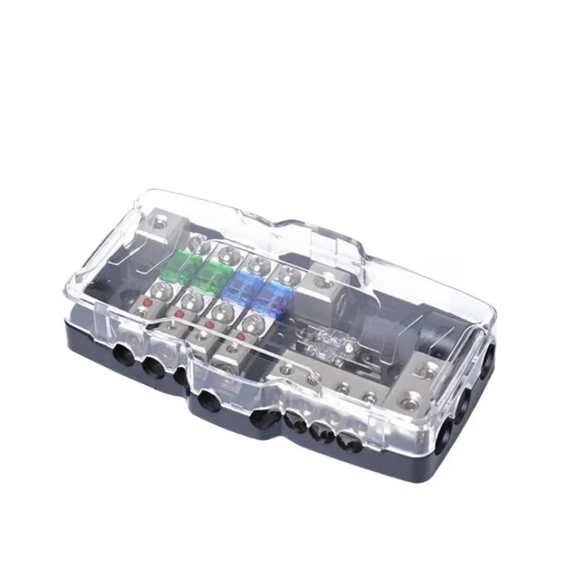 Car audio modification accessories Multifunctional fuse box with LED light, insurance seat four-way/two-way four-junction box