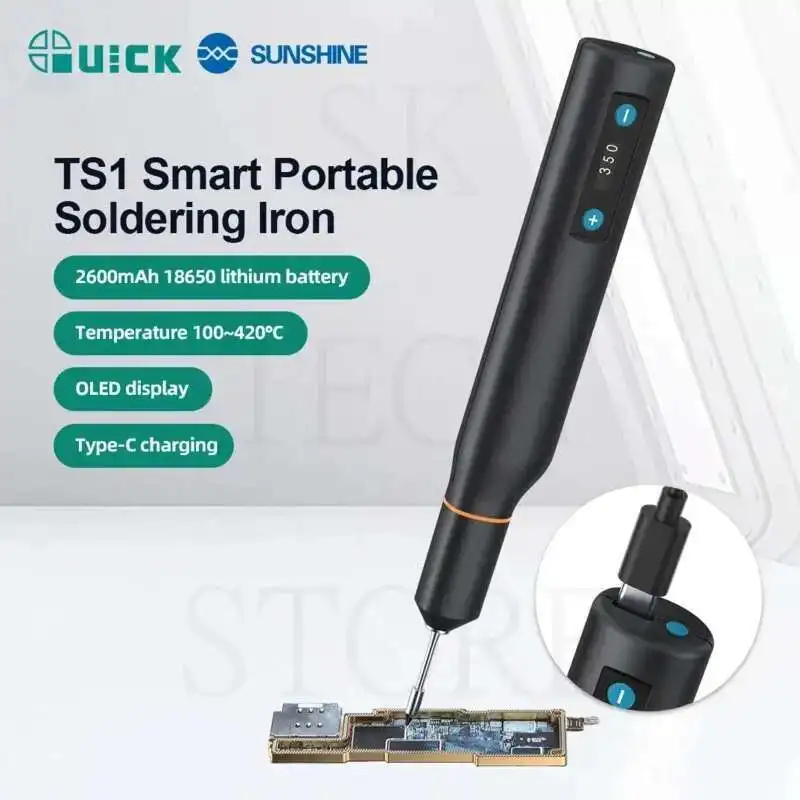 Rápida TS1 Ferro De Solda Portátil Inteligente, Precisão Soldagem Ponta, Display LCD, Temperatura Estável, Ferramentas de Reparo, Integrado