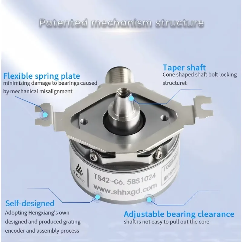 Sin/Cos Servo Motor Incremental Encoder Taper Shaft 42mm Elevator Rotary 1024ppr IP65 Protection DC5V/8-30V Spring Plate