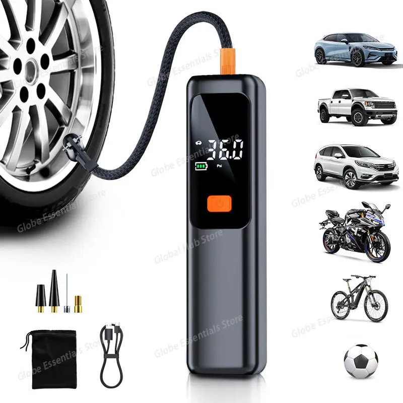 ,Portable Tire Pressure Measurement, Car Air Pump Car Radio Pump Bicycle Carry Tire Test Tire Cylinder Small Dual Value Displa