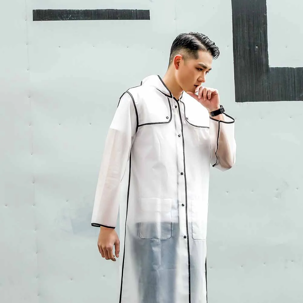 

Transparent Protective Raincoat Eva Rain Poncho Waterproof Elastic Hooded Size Xl Lightweight Adult Rainwear Outdoor Travel