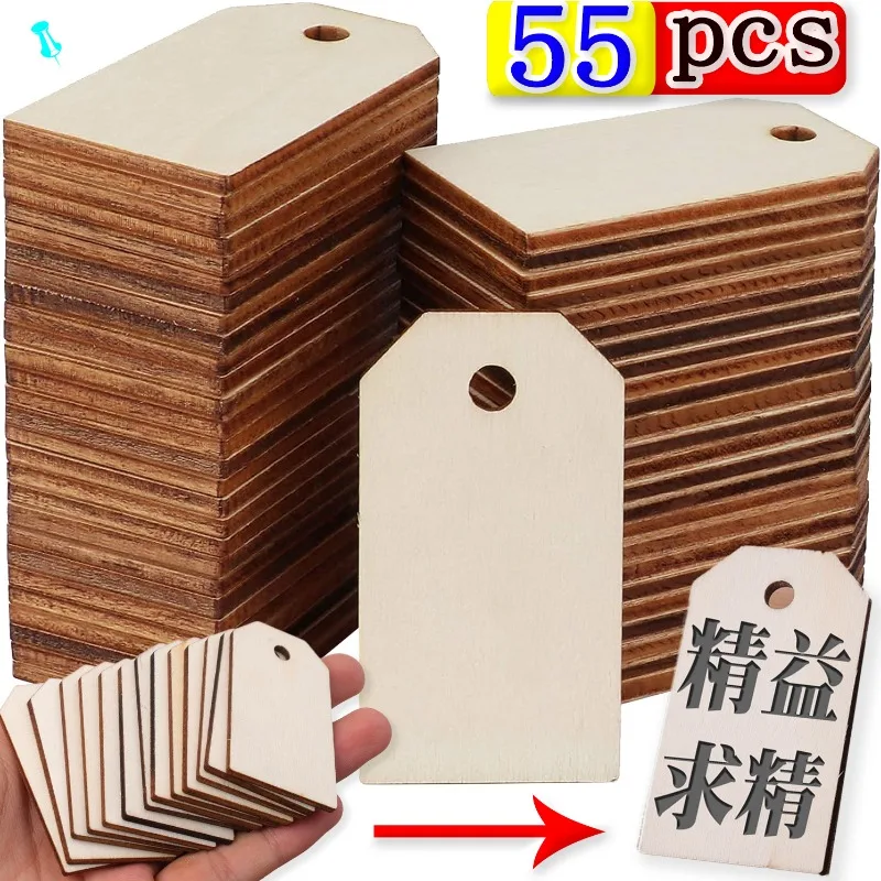 DIY Wooden Message Hanging Label Natural High Quality Poplar Wood Board Tag Smooth Bag Pendant Crafts Jewelry Making Accessories