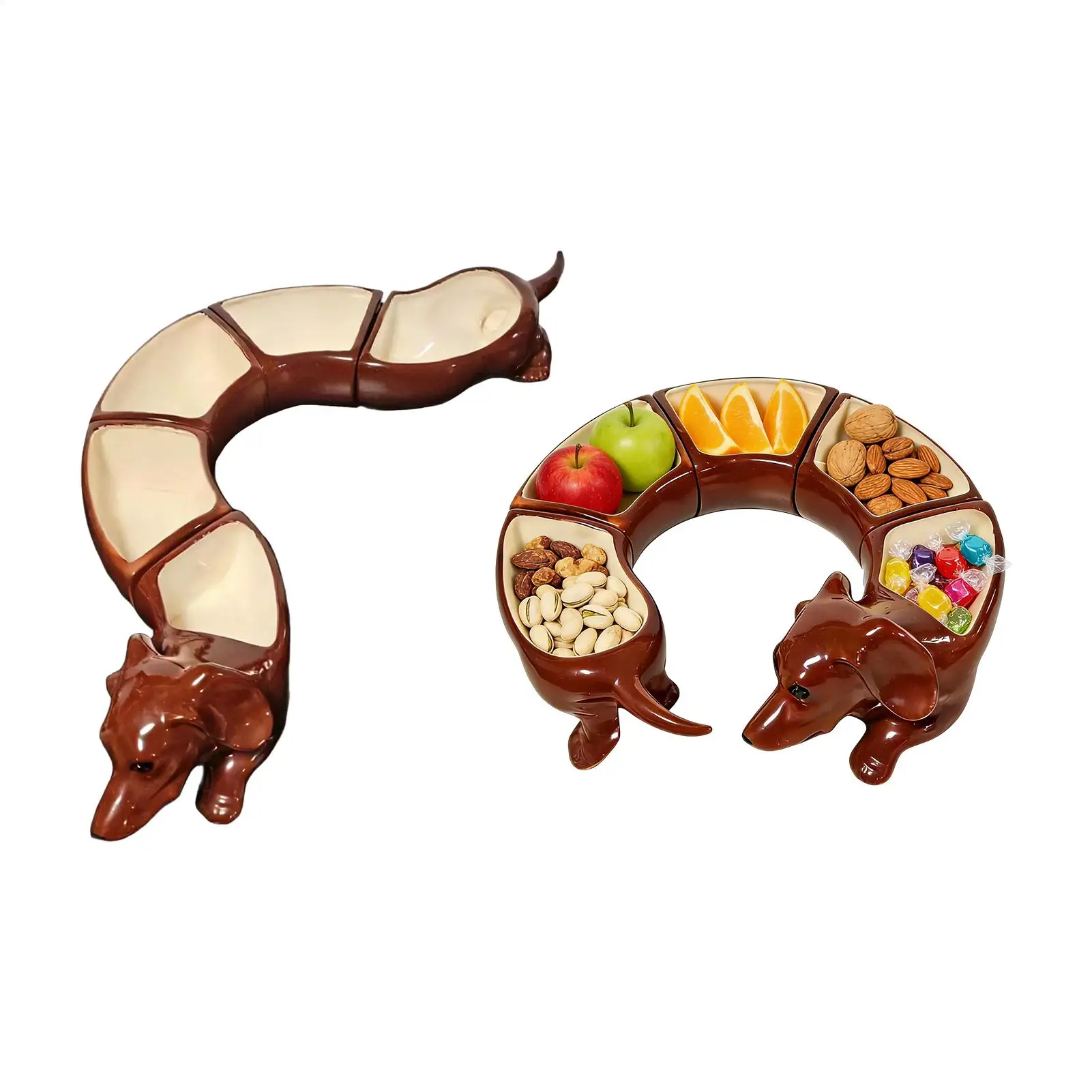 

Набор для сервировки: разделенный поднос для еды с 5 секциями в форме таксы, милый контейнер для кухни, для приготовления и употребления обедов