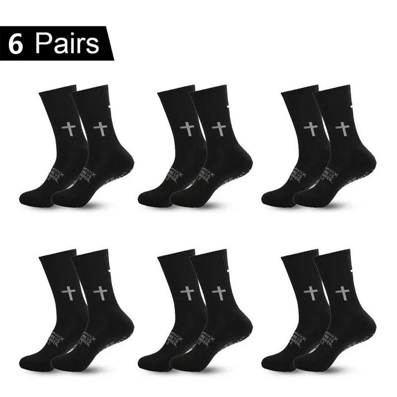 

6 пар нескользящих футбольных носков с силиконовой подошвой, мужские и женские спортивные носки, дышащие футбольные бейсбольные носки, уличные носки для йоги