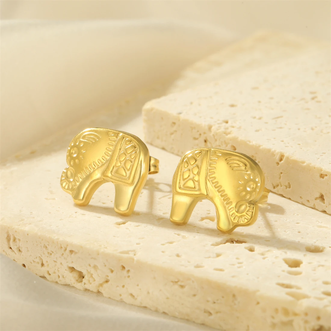 Eueavan Minimalistische Tier-Ohrstecker aus Edelstahl, afrikanische Elefanten-Ohrringe für Frauen und Mädchen, böhmischer Schmuck, Geschenk, Großhandel – Detail 7