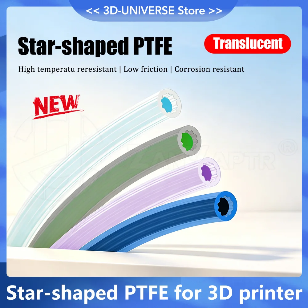 Star Shaped PTFE Tubing White Grey Violet Blue Multicolor PTFE Tube Chemical Resistant Flexible Filament Guide Tube 3D Printing