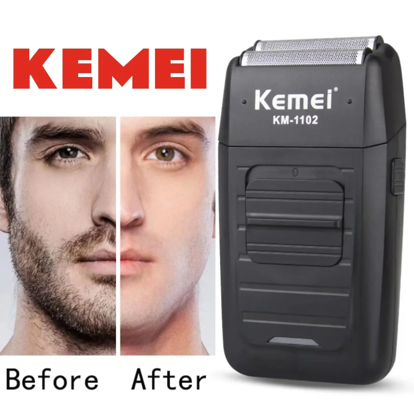 Kemei KM-1102 Barbeador Sem Fio Recarregável Para Homens lâmina gêmea recíproca barba navalha cuidados com o rosto multifunciona