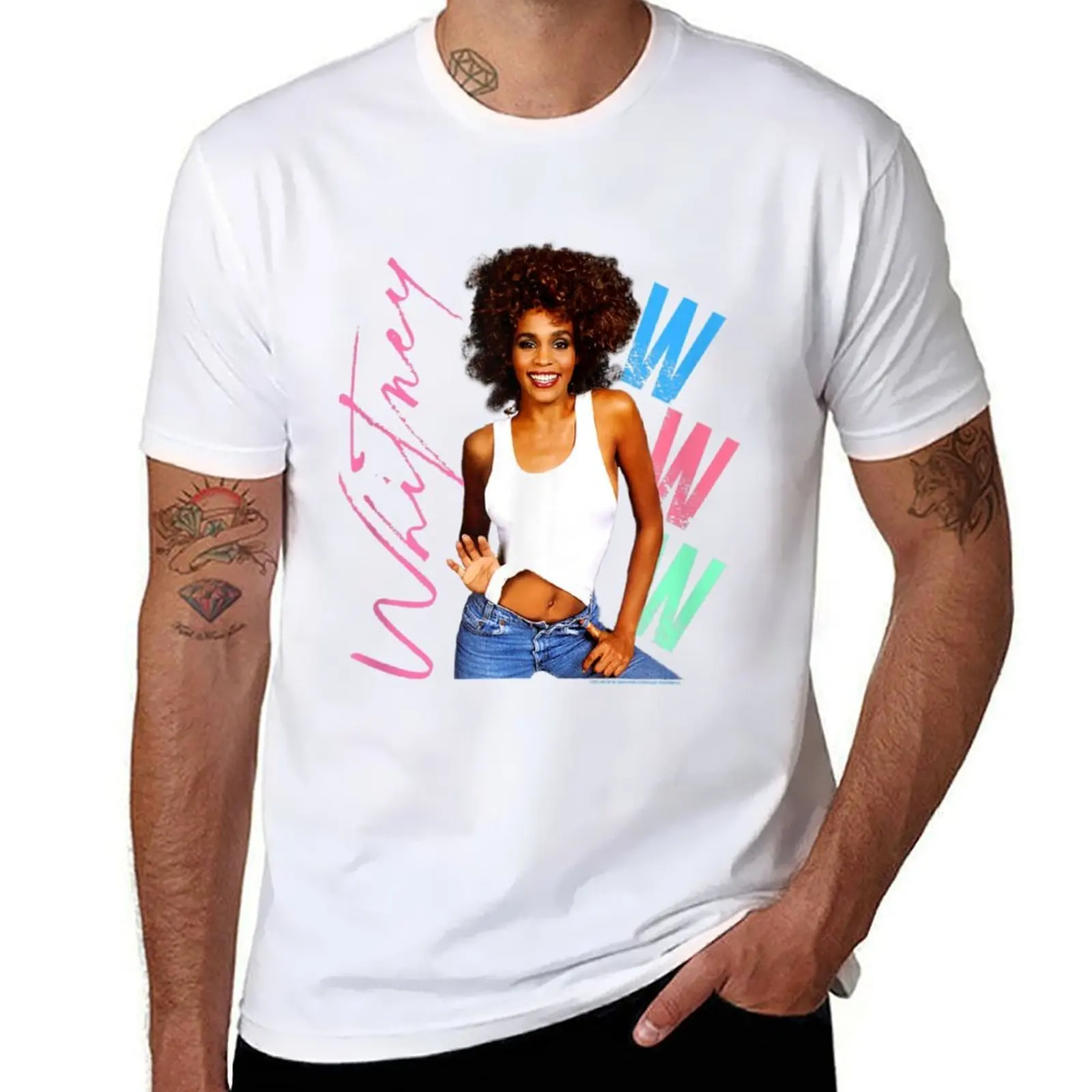

Whitney Houston T-Shirt All Match Print Short Sleeve Top