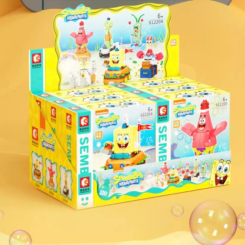 Senbao SpongeBob SquarePants Character Building Blocks Anime Mr. Krabs Patrick Star Model Children's Puzzle Blocks Toys Gift