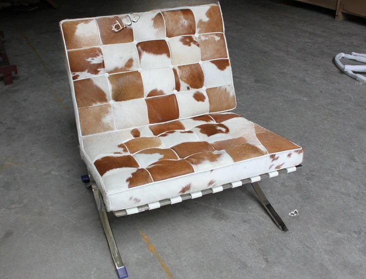 CL3001 Unit - Brown White/Three Color Cow Leather Chair Single Seat Sofa Casual Chair